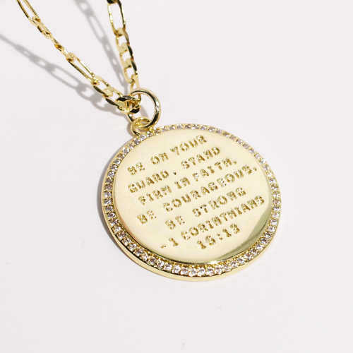 1 Corinthians 16:13 Gold Necklace