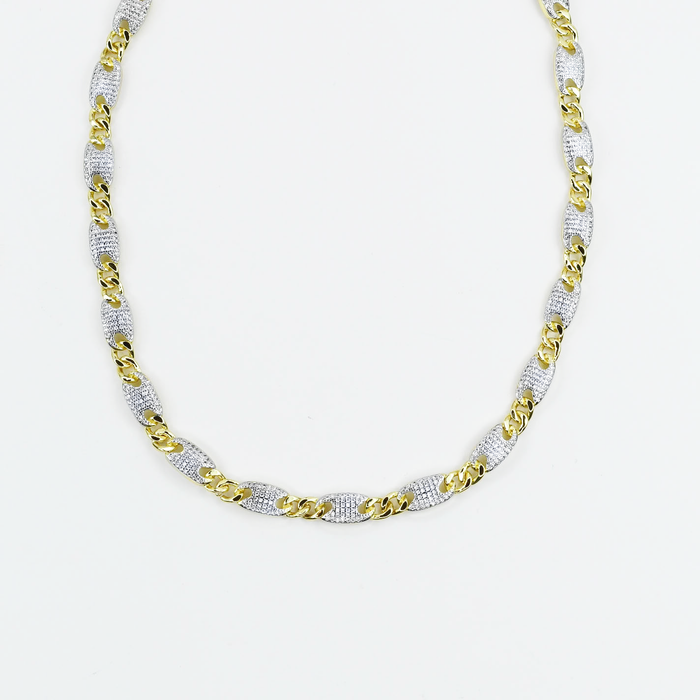Dainty gold layered necklace, wholesale jewelry for women's boutiques, statement accessory, boutique wholesale jewelry, waterproof necklace, hypoallergenic jewelry, tarnish-free gold necklace, trendy gold jewelry, two-tone gold and silver chain necklace with pavé crystal links