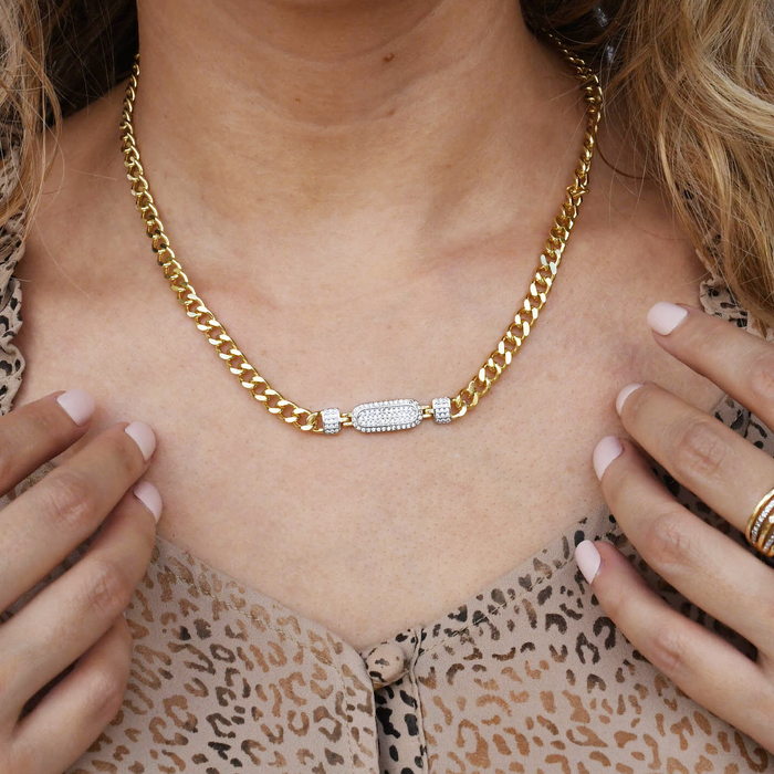 Dainty gold layered necklace, wholesale jewelry for women's boutiques, statement accessory, boutique wholesale jewelry, waterproof necklaces, statement gold necklace, trendy gold jewelry, hypoallergenic jewelry, tarnish-free necklace, gold chain necklace with rectangular crystal pendant