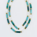 Colorful charms gold necklace featuring gemstone details, layered jewelry design, trendy accessory for women’s jewelry collections, boutique wholesale fashion necklace that is hypoallergenic, tarnish free, and waterproof jewelry with a cute aesthetic statement style