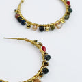 Colorful handcrafted gemstone earrings featuring multicolored beads on 24k gold dainty hoop earrings, waterproof earrings, tarnish free jewelry, hypoallergenic earrings for sensitive skin, gold hoop earrings, boutique wholesale earrings, trendy gold jewelry, high quality jewelry gifts