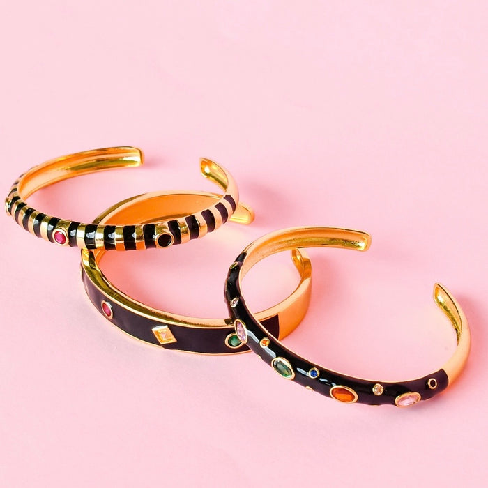 Black Confetti Bangle Set