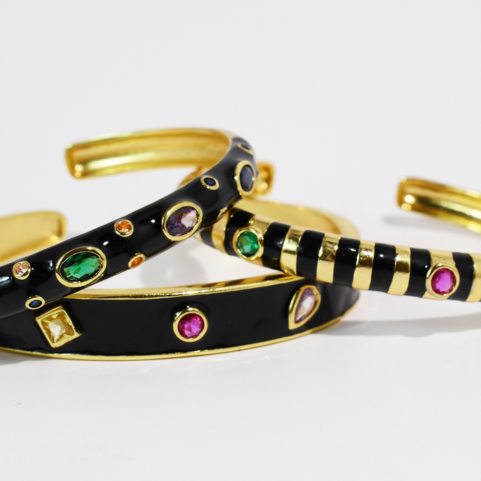 Black Confetti Bangle Set