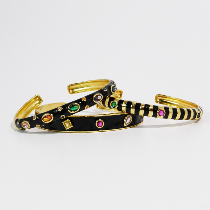 Black Confetti Bangle Set