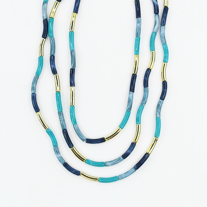 Colorful charms gold necklace featuring gemstone details, layered jewelry design, trendy accessory for women’s jewelry collections, boutique wholesale fashion necklace that is hypoallergenic, tarnish free, and waterproof jewelry with a cute aesthetic statement style