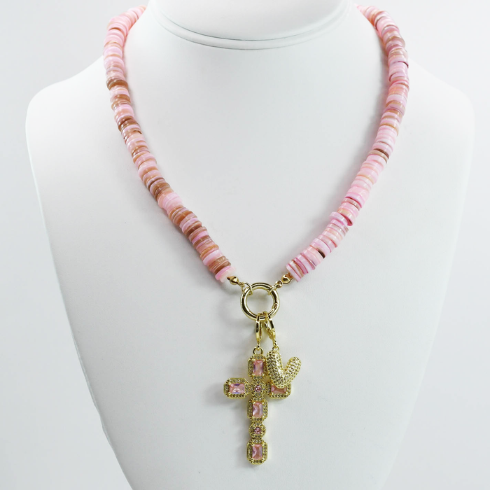 Colorful charms gold necklace featuring gemstone details, layered jewelry design, trendy accessory for women’s jewelry collections, boutique wholesale fashion necklace that is hypoallergenic, tarnish free, and waterproof jewelry with a cute aesthetic statement style