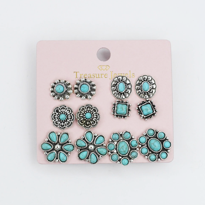 waterproof hypoallergenic silver earrings, tarnish free silver jewelry, dainty silver earrings, silver hoop earrings, handcrafted gemstone silver earrings, boutique wholesale earrings, everyday silver jewelry, high-quality silver earrings,turquoise silver earrings set