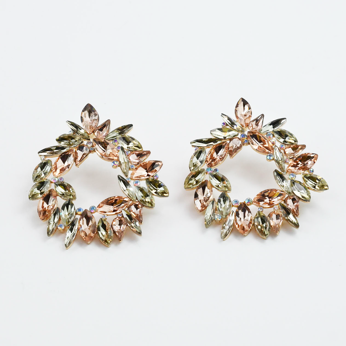 Colorful crystal statement earrings with multicolor beads and sparkling stones, waterproof earrings, tarnish free jewelry, hypoallergenic earrings for sensitive skin, 24k gold dainty earrings, handcrafted gemstone earrings, gold hoop earrings, boutique wholesale earrings, trendy gold jewelry, high quality jewelry gifts