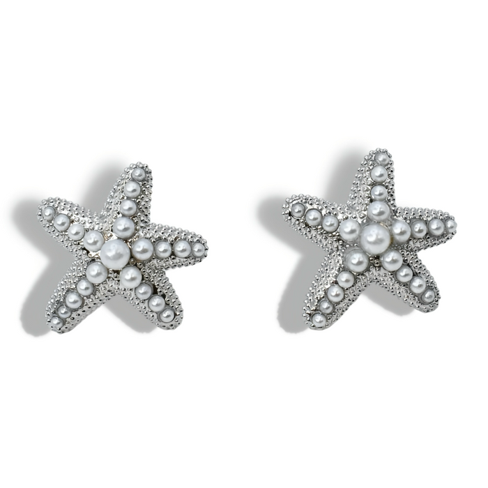 waterproof hypoallergenic silver earrings, tarnish free silver jewelry, dainty silver earrings, silver hoop earrings, handcrafted gemstone silver earrings, boutique wholesale earrings, everyday silver jewelry, high-quality silver earrings,silver sea star