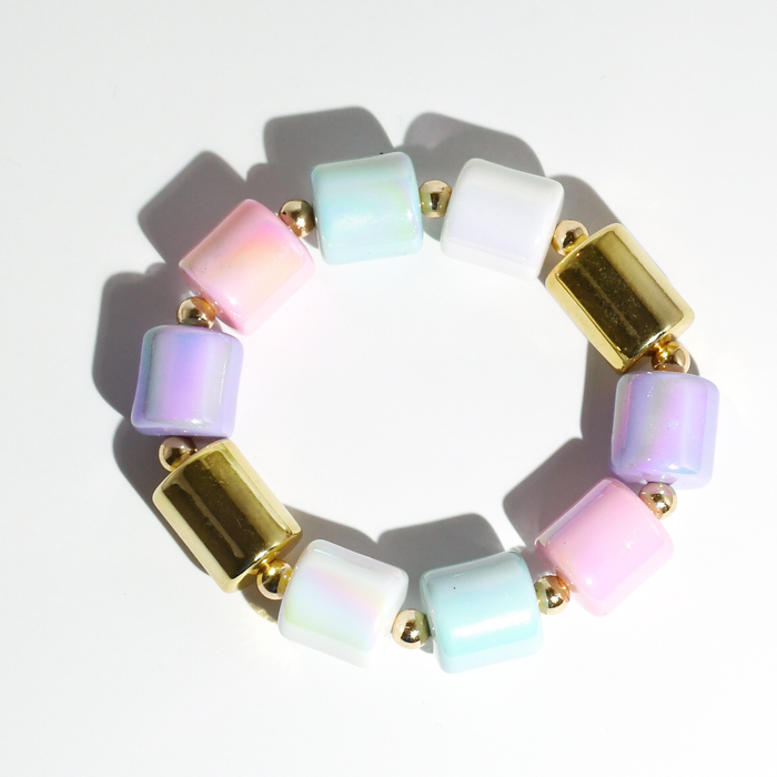 colorful gemstone jewelry, beaded fashion bracelet, gold or silver tone accessory, handcrafted beaded piece, trendy boho chic jewelry, vibrant statement wristwear, artisan handmade design, everyday stackable accessory, fashion jewelry for women, premium jewelry gift idea, boutique style wristwear, elevated modern jewelry