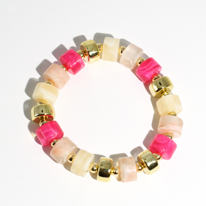 colorful gemstone jewelry, beaded fashion bracelet, gold or silver tone accessory, handcrafted beaded piece, trendy boho chic jewelry, vibrant statement wristwear, artisan handmade design, everyday stackable accessory, fashion jewelry for women, premium jewelry gift idea, boutique style wristwear, elevated modern jewelry