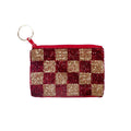 Checkered Maroon/Gold Keychain Pouch