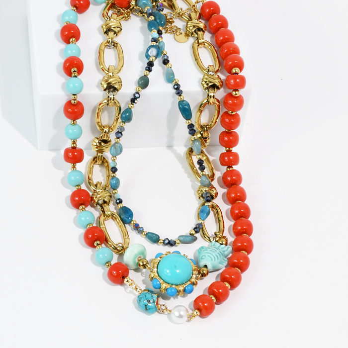 Chic Coastal Gem Stack Necklace