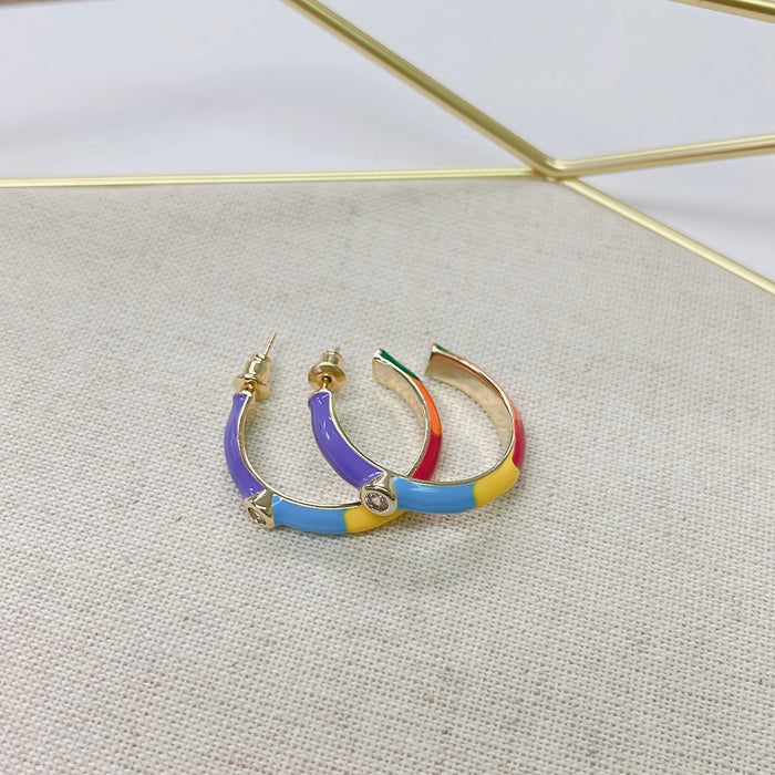 Colorful crystal statement hoop earrings with multicolor beads and sparkling stones, waterproof earrings, tarnish free jewelry, hypoallergenic earrings for sensitive skin, 24k gold dainty earrings, handcrafted gemstone earrings, gold hoop earrings, boutique wholesale earrings, trendy gold jewelry, high quality jewelry gifts