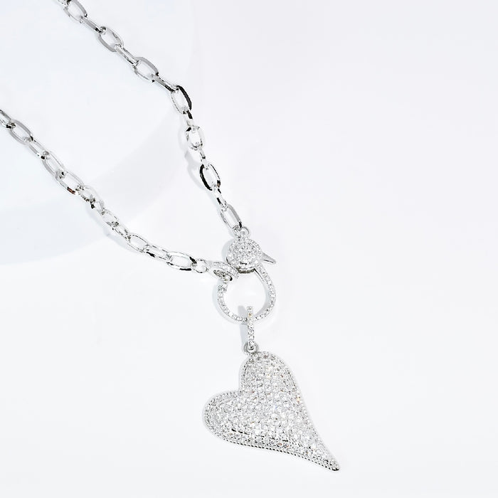 Clip Heart Silver Necklace