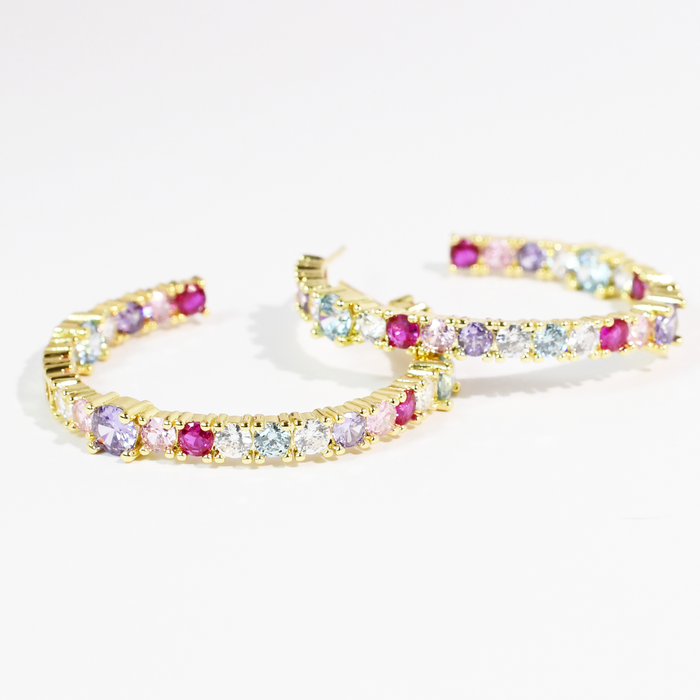 Colorful Crystal Hoops