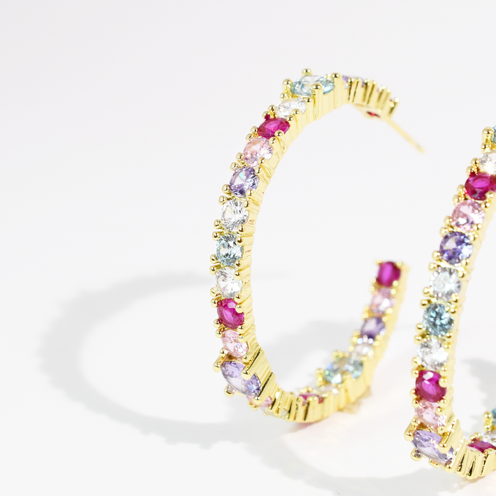 Colorful Crystal Hoops