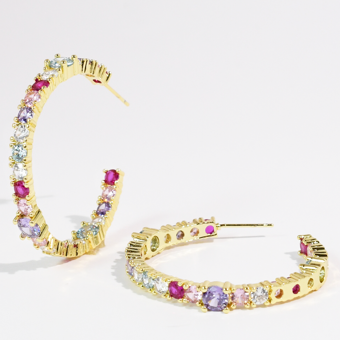 Colorful Crystal Hoops