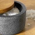 Concrete Salt Cellar with Wooden Lid - Olive Ovation