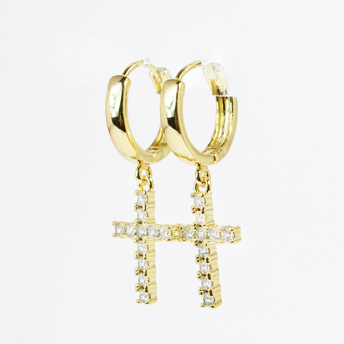 Cross Sparkle Huggies Gold