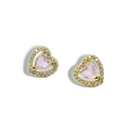 waterproof hypoallergenic earrings, tarnish free 14k gold jewelry, dainty gold earrings, gold hoop earrings, handcrafted gemstone earrings, boutique wholesale earrings, high-quality gold jewelry,heart pink stud