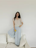 Faux Two-Piece U-Neck Short-Sleeve Knit Top
