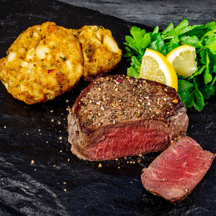 Maryland Crab Cakes and Filet Mignon