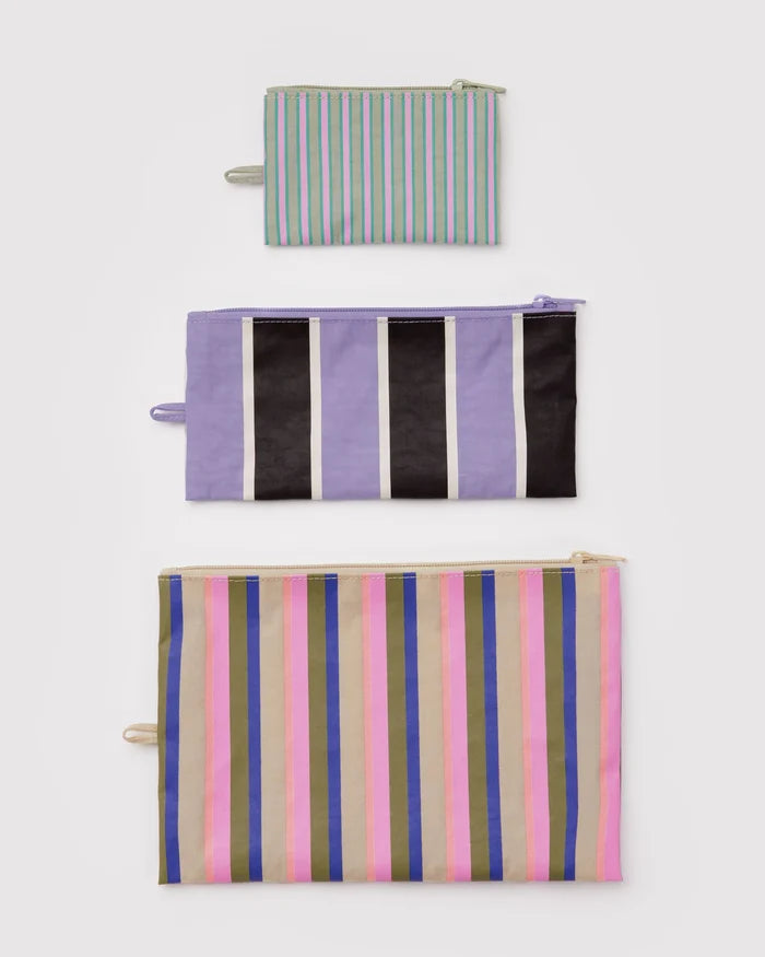 FLAT POUCH SET "CANDY SHOP STRIPES" — by Baggu