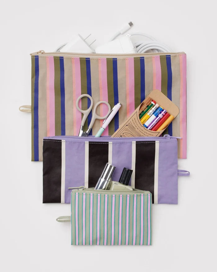 FLAT POUCH SET "CANDY SHOP STRIPES" — by Baggu