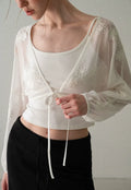 Floral Embroidered Chiffon Cardigan Cami Two-Piece Set