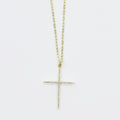 Gold cross pendant necklace, minimalist cubic zirconia cross charm, dainty gold chain necklace, elegant religious jewelry, everyday faith accessory, waterproof tarnish-free necklace for women