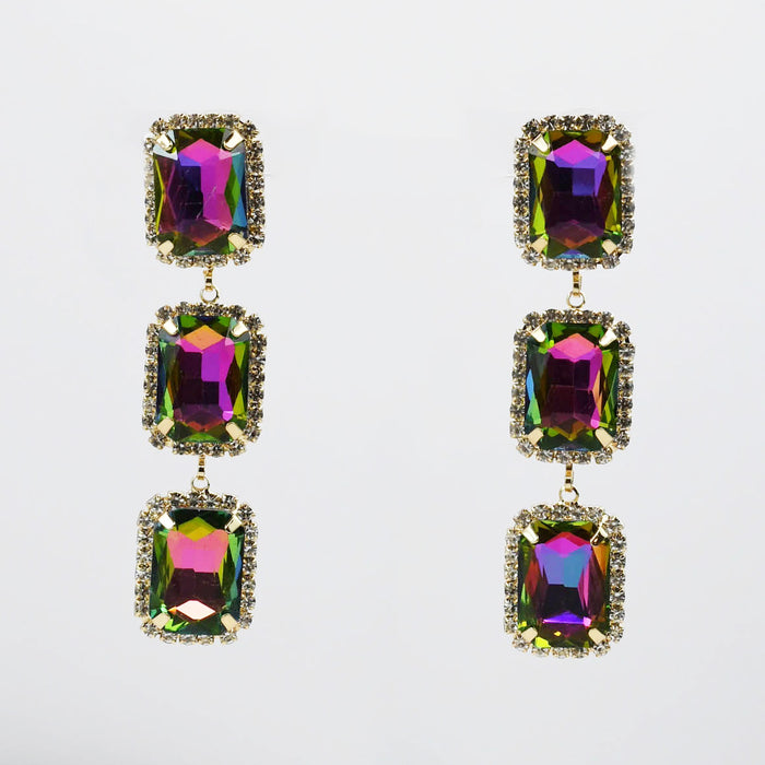 Colorful crystal statement earrings with multicolor beads and sparkling stones, waterproof earrings, tarnish free jewelry, hypoallergenic earrings for sensitive skin, 24k gold dainty earrings, handcrafted gemstone earrings, gold hoop earrings, boutique wholesale earrings, trendy gold jewelry, high quality jewelry gifts