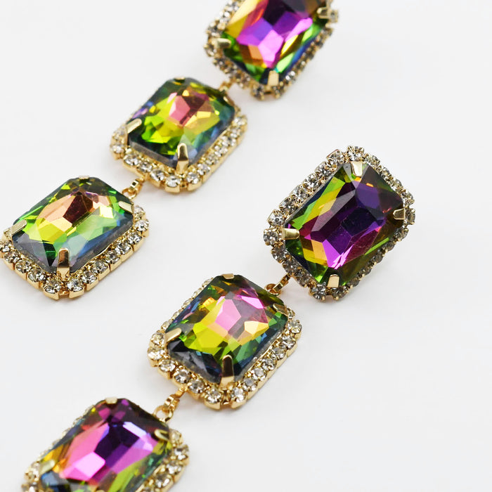 Colorful crystal statement earrings with multicolor beads and sparkling stones, waterproof earrings, tarnish free jewelry, hypoallergenic earrings for sensitive skin, 24k gold dainty earrings, handcrafted gemstone earrings, gold hoop earrings, boutique wholesale earrings, trendy gold jewelry, high quality jewelry gifts