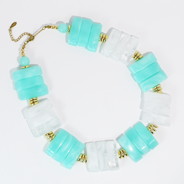 Glow Stone Mint/Clear Necklace