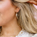 Golden Crossed Grace Hoops.