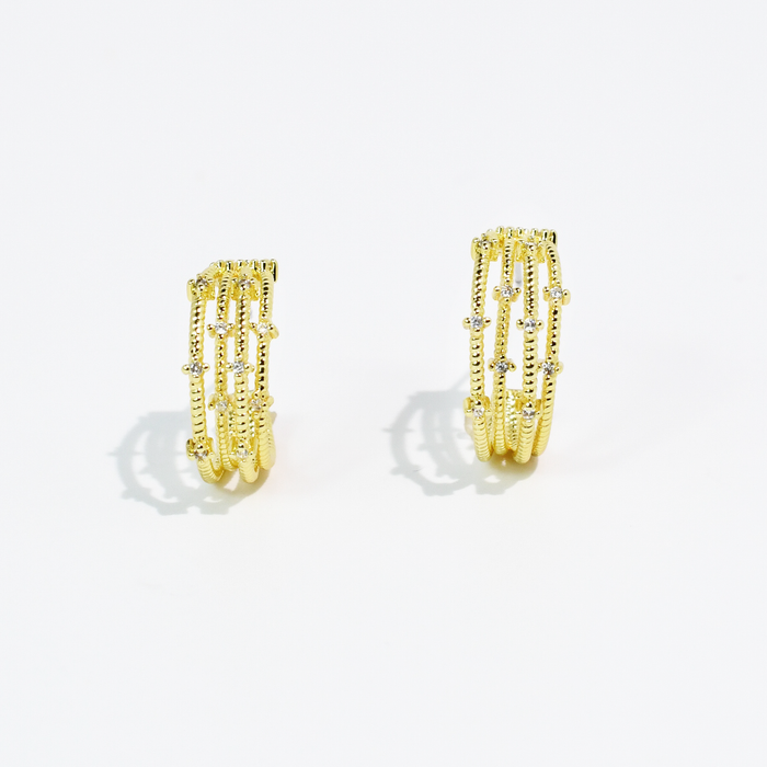 Golden Crystal Twist Hoops