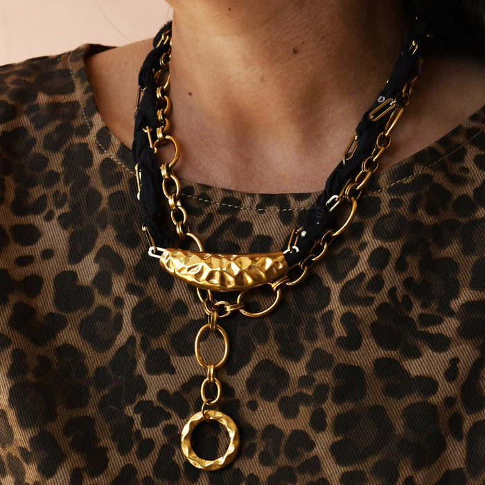 Colorful charms gold necklace featuring gemstone details, layered jewelry design, trendy accessory for women’s jewelry collections, boutique wholesale fashion necklace that is hypoallergenic, tarnish free, and waterproof jewelry with a cute aesthetic statement style