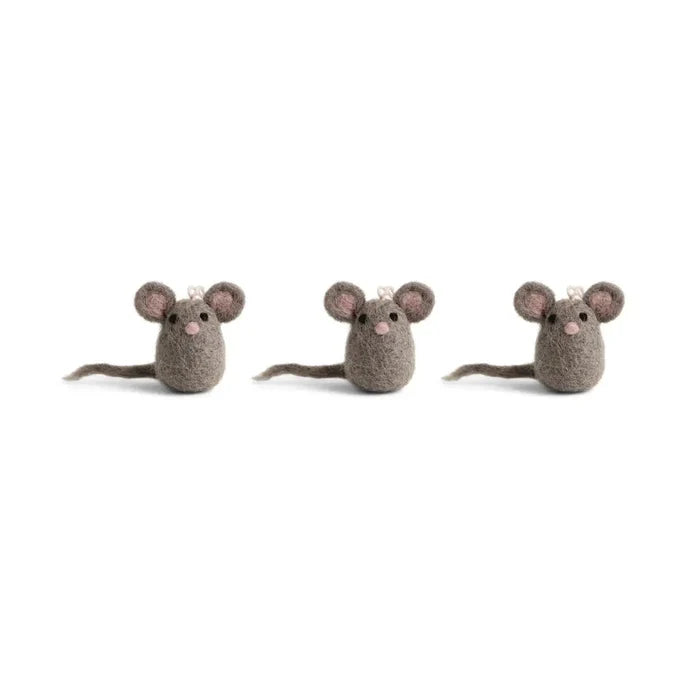 HANGING FELT ORNAMENT - Set of 3 Mini Mice — by Gry & Sif