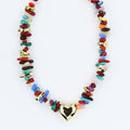 Colorful charms gold necklace featuring gemstone details, layered jewelry design, trendy accessory for women’s jewelry collections, boutique wholesale fashion necklace that is hypoallergenic, tarnish free, and waterproof jewelry with a cute aesthetic statement style