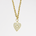 Dainty gold necklace with sparkly heart pendant and star cutout, waterproof tarnish-free hypoallergenic jewelry, trendy statement accessory for women’s boutiques, wholesale jewelry