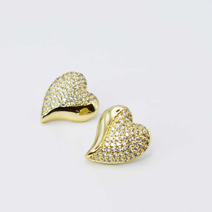 golden heart-shaped stud earrings, micro crystal detailed heart studs, lightweight shimmer jewelry for boutiques, hypoallergenic wholesale earrings, waterproof tarnish free accessories, premium boutique earrings supply, exclusive fashion jewelry for retailers, luminous gold heart design earrings