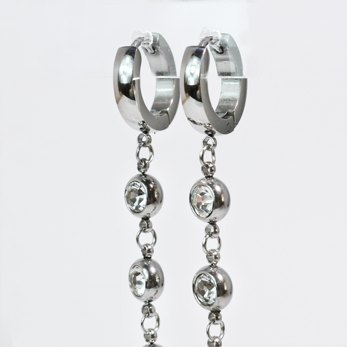 Heavens Drop Huggie Silver