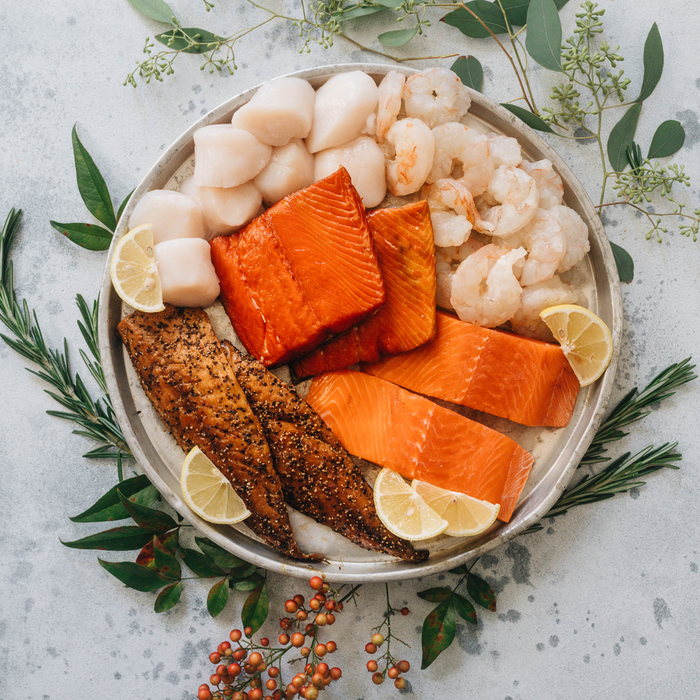 Sockeye and King Salmon Scallops and Mackerel