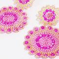 Hot Pink Bloom Beaded Earrings