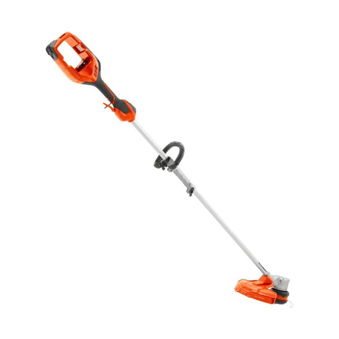 Husqvarna 320i Weed Eater with orange and black design on a white background