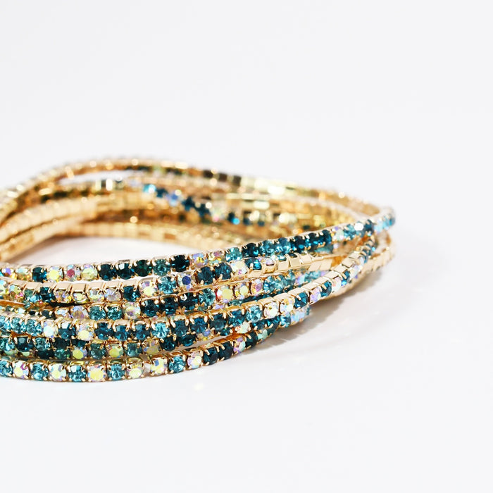 Iridescent Blue Crystal Bracelet Set