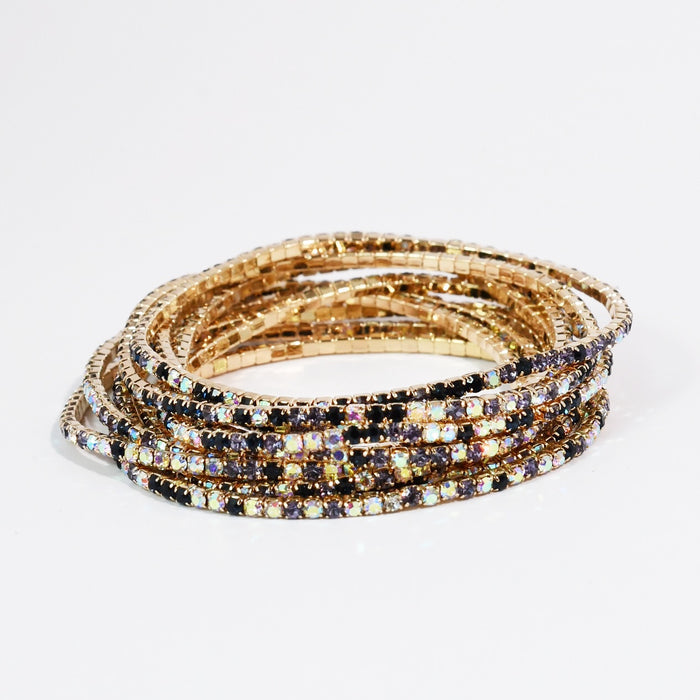 Iridescent Purple Crystal Bracelet Set