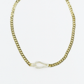 Gold chain necklace with crystal-studded hook-shaped pendant, wholesale jewelry for women's boutiques, trendy gold accessory, boutique wholesale jewelry, waterproof necklace, hypoallergenic jewelry, tarnish-free gold chain, minimalist statement necklace for everyday wear