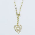 Gold heart pendant necklace with mixed link chain, boutique wholesale jewelry for women, trendy statement heart necklace, waterproof and hypoallergenic gold chain, tarnish-free fashion necklace for stylish women’s boutiques