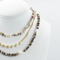 Colorful charms gold necklace featuring gemstone details, layered jewelry design, trendy accessory for women’s jewelry collections, boutique wholesale fashion necklace that is hypoallergenic, tarnish free, and waterproof jewelry with a cute aesthetic statement style